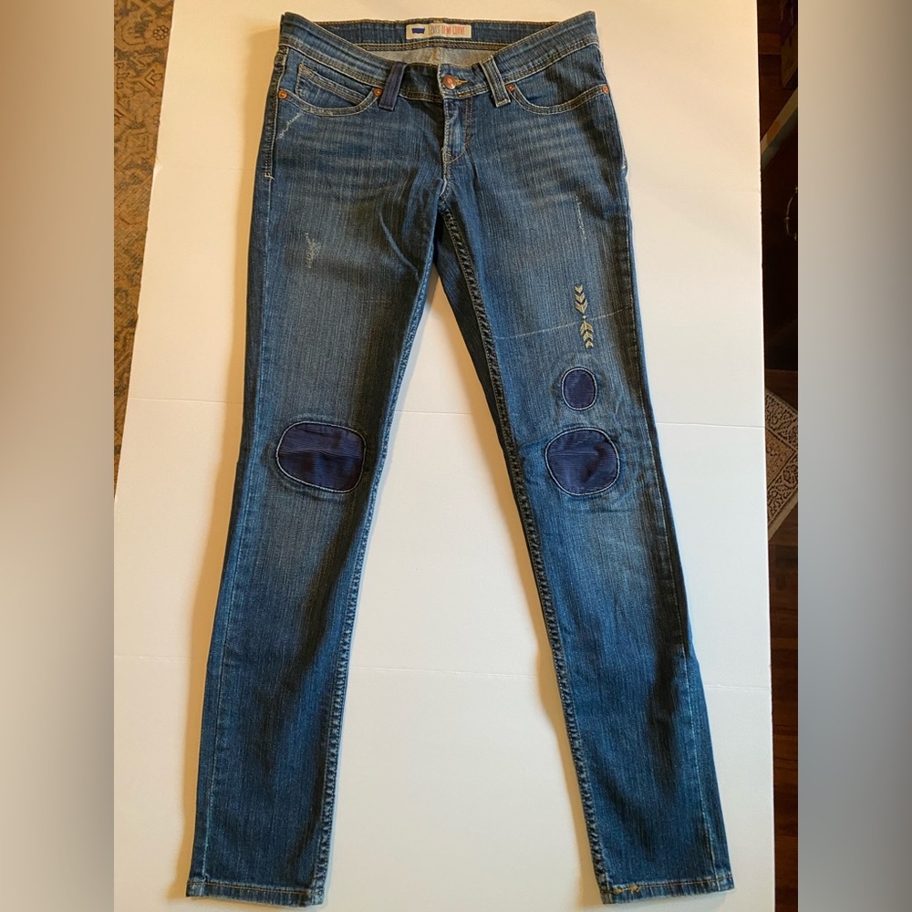 Women’s Levi’s Patchwork Skinny Stretch Vintage Style Blue Jeans, Size 5 Medium